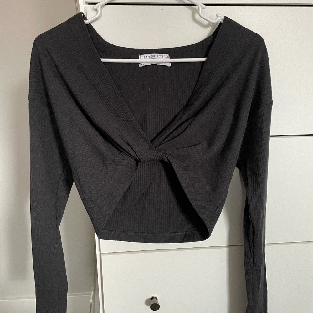Charcoal Grey Long Sleeved Crop Top